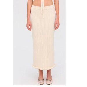 NWT $159 FOR LOVE & LEMONS REY KNIT MIDI SKIRT IN CREAM SIZE S